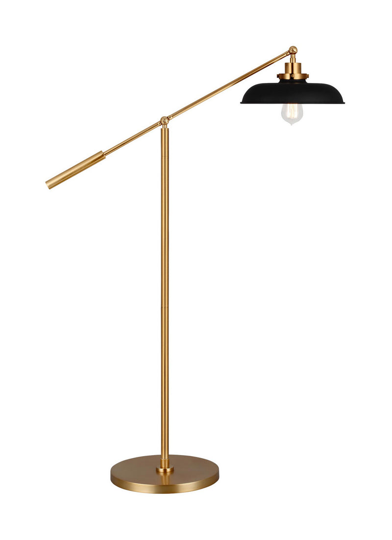 One Light Floor Lamp<br /><span style="color:#4AB0CE;">Entrega: 4-10 dias en USA</span><br /><span style="color:#4AB0CE;font-size:60%;">PREGUNTE POR ENTREGA EN PANAMA</span><br />Collection: Wellfleet<br />Finish: Midnight Black and Burnished Brass