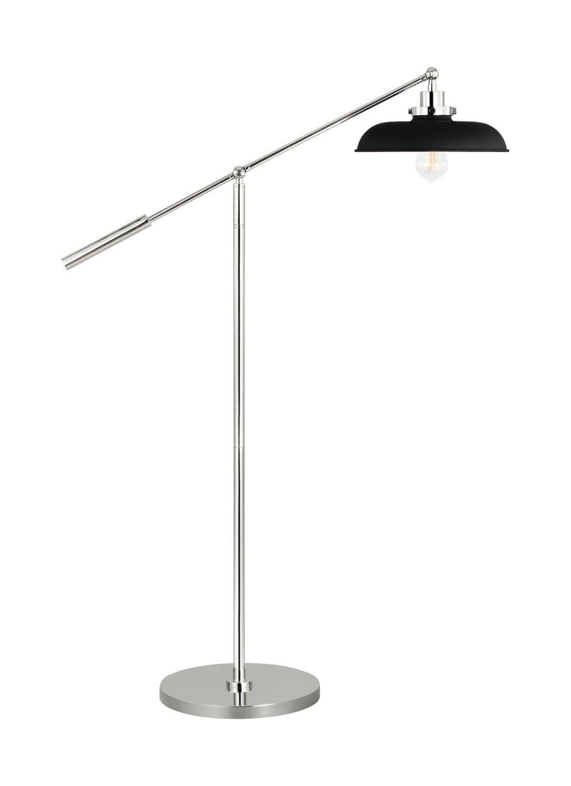 One Light Floor Lamp<br /><span style="color:#4AB0CE;">Entrega: 4-10 dias en USA</span><br /><span style="color:#4AB0CE;font-size:60%;">PREGUNTE POR ENTREGA EN PANAMA</span><br />Collection: Wellfleet<br />Finish: Midnight Black and Polished Nickel