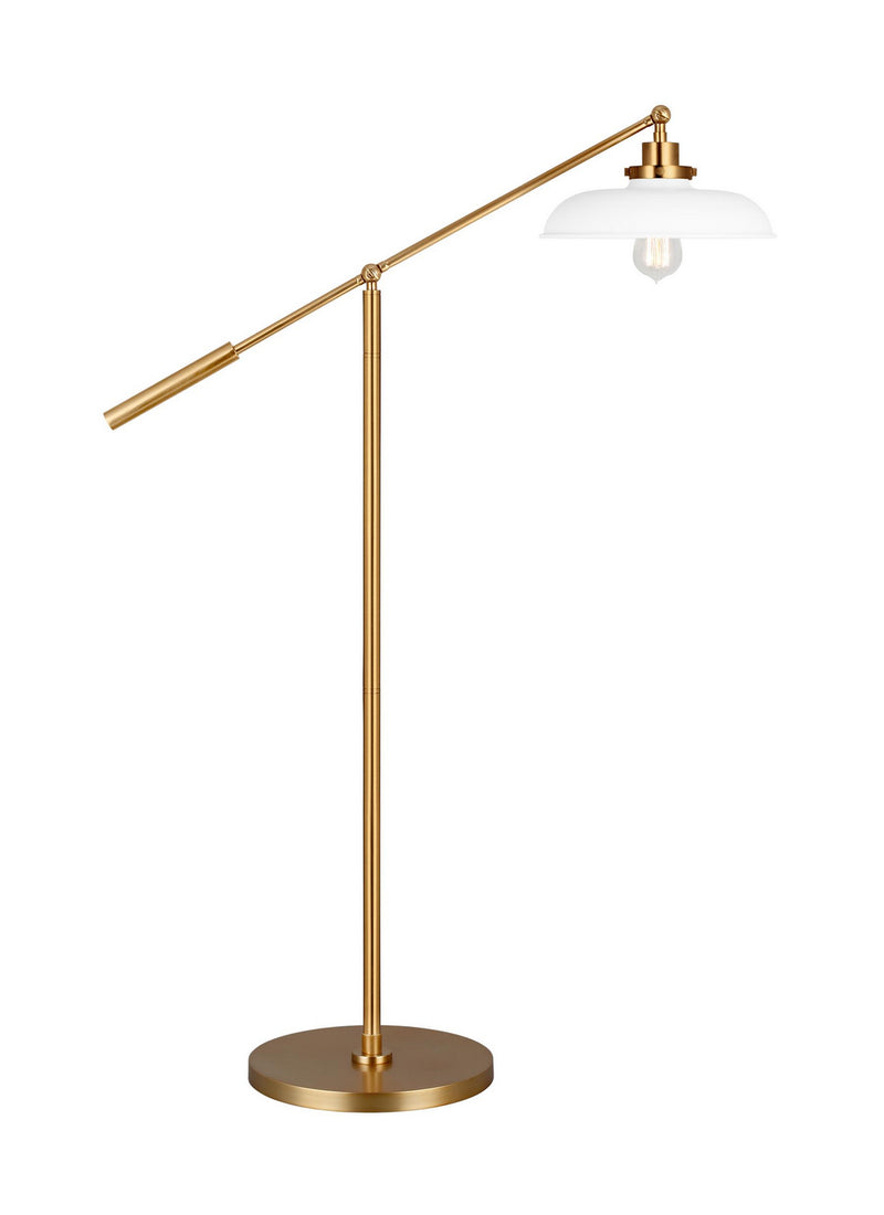 One Light Floor Lamp<br /><span style="color:#4AB0CE;">Entrega: 4-10 dias en USA</span><br /><span style="color:#4AB0CE;font-size:60%;">PREGUNTE POR ENTREGA EN PANAMA</span><br />Collection: Wellfleet<br />Finish: Matte White and Burnished Brass