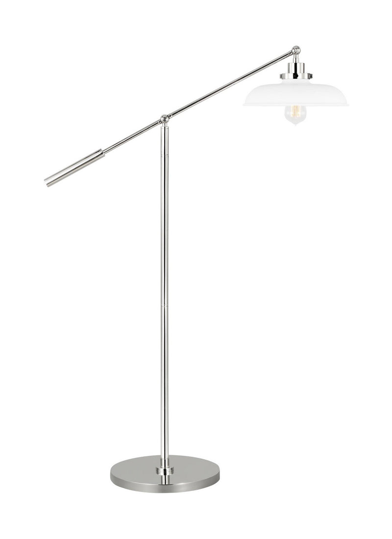 One Light Floor Lamp<br /><span style="color:#4AB0CE;">Entrega: 4-10 dias en USA</span><br /><span style="color:#4AB0CE;font-size:60%;">PREGUNTE POR ENTREGA EN PANAMA</span><br />Collection: Wellfleet<br />Finish: Matte White and Polished Nickel