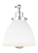 One Light Wall Sconce<br /><span style="color:#4AB0CE;">Entrega: 4-10 dias en USA</span><br /><span style="color:#4AB0CE;font-size:60%;">PREGUNTE POR ENTREGA EN PANAMA</span><br />Collection: Wellfleet<br />Finish: Matte White and Polished Nickel