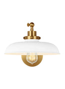 One Light Wall Sconce<br /><span style="color:#4AB0CE;">Entrega: 14-15 semanas en USA</span><br /><span style="color:#4AB0CE;font-size:60%;">PREGUNTE POR ENTREGA EN PANAMA</span><br />Collection: Wellfleet<br />Finish: Matte White and Burnished Brass