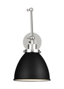 One Light Wall Sconce<br /><span style="color:#4AB0CE;">Entrega: 4-10 dias en USA</span><br /><span style="color:#4AB0CE;font-size:60%;">PREGUNTE POR ENTREGA EN PANAMA</span><br />Collection: Wellfleet<br />Finish: Midnight Black and Polished Nickel