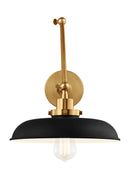 One Light Wall Sconce<br /><span style="color:#4AB0CE;">Entrega: 4-10 dias en USA</span><br /><span style="color:#4AB0CE;font-size:60%;">PREGUNTE POR ENTREGA EN PANAMA</span><br />Collection: Wellfleet<br />Finish: Midnight Black and Burnished Brass