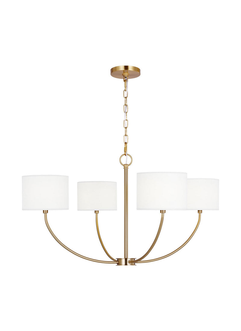 Four Light Chandelier<br /><span style="color:#4AB0CE;">Entrega: 4-10 dias en USA</span><br /><span style="color:#4AB0CE;font-size:60%;">PREGUNTE POR ENTREGA EN PANAMA</span><br />Collection: Sawyer<br />Finish: Burnished Brass