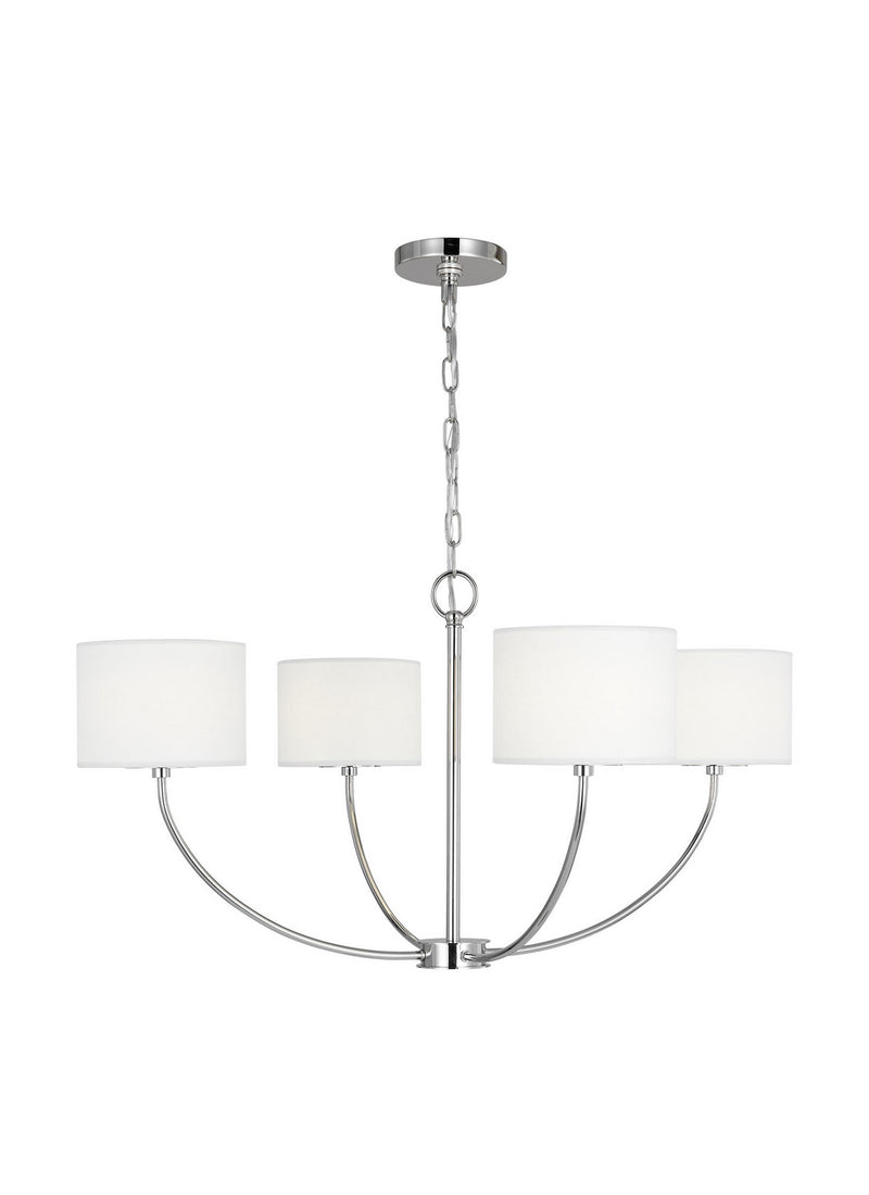 Four Light Chandelier<br /><span style="color:#4AB0CE;">Entrega: 4-10 dias en USA</span><br /><span style="color:#4AB0CE;font-size:60%;">PREGUNTE POR ENTREGA EN PANAMA</span><br />Collection: Sawyer<br />Finish: Polished Nickel