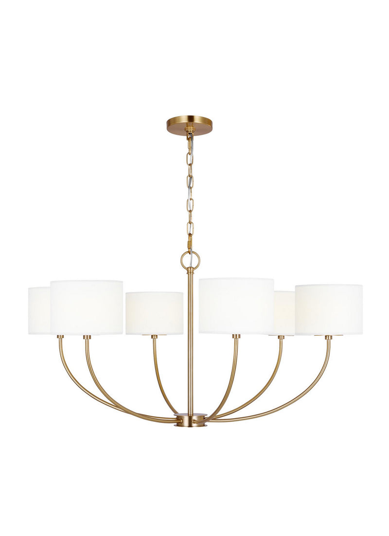 Six Light Chandelier<br /><span style="color:#4AB0CE;">Entrega: 4-10 dias en USA</span><br /><span style="color:#4AB0CE;font-size:60%;">PREGUNTE POR ENTREGA EN PANAMA</span><br />Collection: Sawyer<br />Finish: Burnished Brass