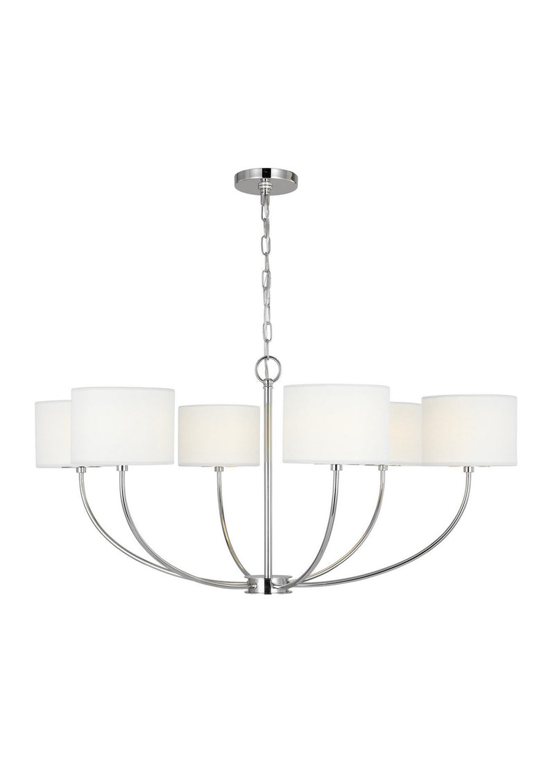 Six Light Chandelier<br /><span style="color:#4AB0CE;">Entrega: 4-10 dias en USA</span><br /><span style="color:#4AB0CE;font-size:60%;">PREGUNTE POR ENTREGA EN PANAMA</span><br />Collection: Sawyer<br />Finish: Polished Nickel