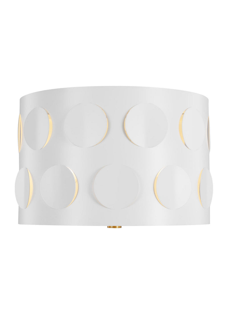 Two Light Flush Mount<br /><span style="color:#4AB0CE;">Entrega: 4-10 dias en USA</span><br /><span style="color:#4AB0CE;font-size:60%;">PREGUNTE POR ENTREGA EN PANAMA</span><br />Collection: Dottie<br />Finish: Burnished Brass