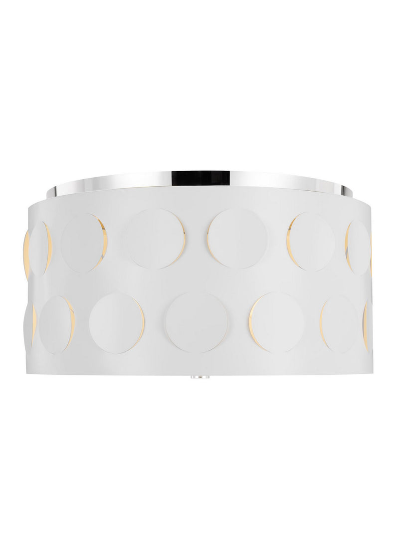 Three Light Flush Mount<br /><span style="color:#4AB0CE;">Entrega: 4-10 dias en USA</span><br /><span style="color:#4AB0CE;font-size:60%;">PREGUNTE POR ENTREGA EN PANAMA</span><br />Collection: Dottie<br />Finish: Polished Nickel