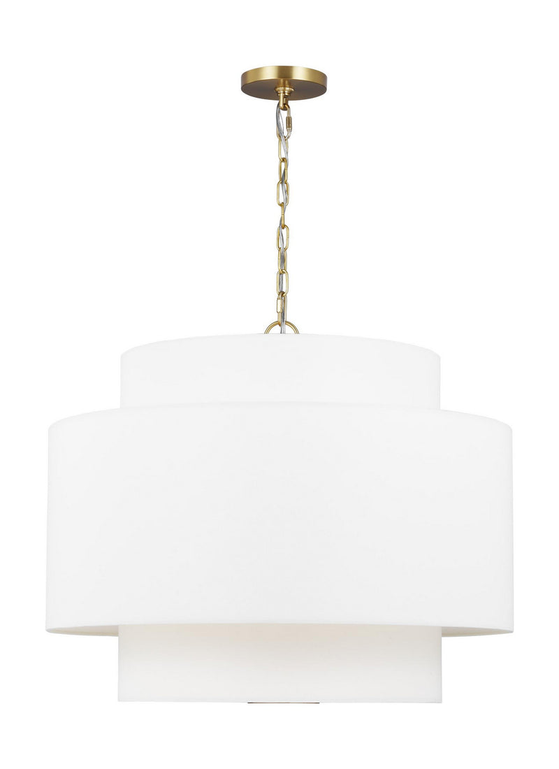 Three Light Pendant<br /><span style="color:#4AB0CE;">Entrega: 4-10 dias en USA</span><br /><span style="color:#4AB0CE;font-size:60%;">PREGUNTE POR ENTREGA EN PANAMA</span><br />Collection: Sawyer<br />Finish: Burnished Brass