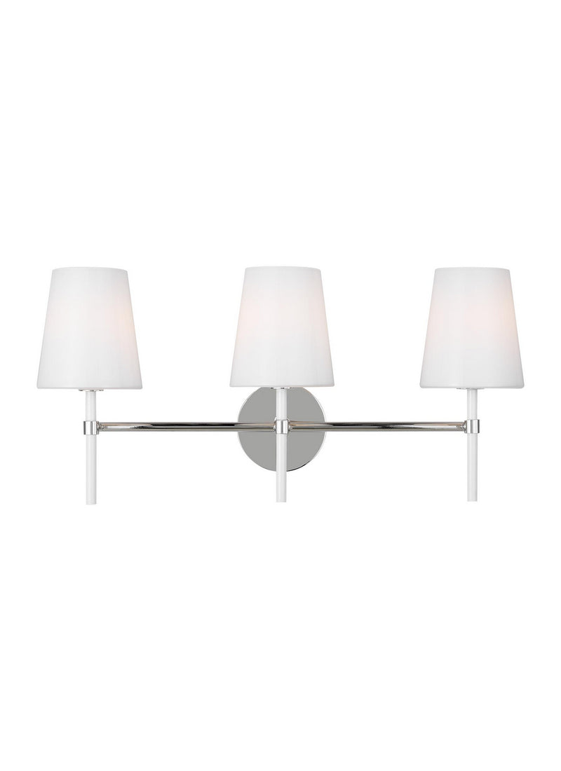 Three Light Vanity<br /><span style="color:#4AB0CE;">Entrega: 4-10 dias en USA</span><br /><span style="color:#4AB0CE;font-size:60%;">PREGUNTE POR ENTREGA EN PANAMA</span><br />Collection: Monroe<br />Finish: Polished Nickel