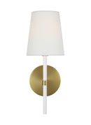 One Light Wall Sconce<br /><span style="color:#4AB0CE;">Entrega: 4-10 dias en USA</span><br /><span style="color:#4AB0CE;font-size:60%;">PREGUNTE POR ENTREGA EN PANAMA</span><br />Collection: Monroe<br />Finish: Burnished Brass