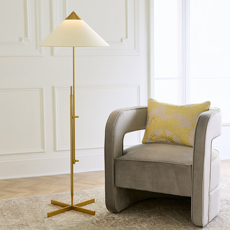 One Light Floor Lamp<br /><span style="color:#4AB0CE;">Entrega: 4-10 dias en USA</span><br /><span style="color:#4AB0CE;font-size:60%;">PREGUNTE POR ENTREGA EN PANAMA</span><br />Collection: Franklin<br />Finish: Burnished Brass