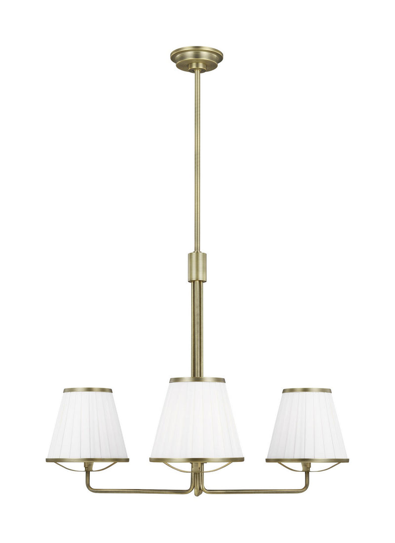 Three Light Chandelier<br /><span style="color:#4AB0CE;">Entrega: 4-10 dias en USA</span><br /><span style="color:#4AB0CE;font-size:60%;">PREGUNTE POR ENTREGA EN PANAMA</span><br />Collection: Esther<br />Finish: Time Worn Brass