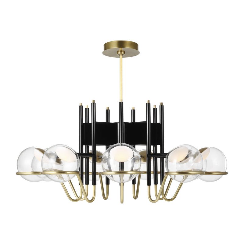 LED Chandelier<br /><span style="color:#4AB0CE;">Entrega: 4-10 dias en USA</span><br /><span style="color:#4AB0CE;font-size:60%;">PREGUNTE POR ENTREGA EN PANAMA</span><br />Collection: Crosby<br />Finish: Glossy Black/Natural Brass