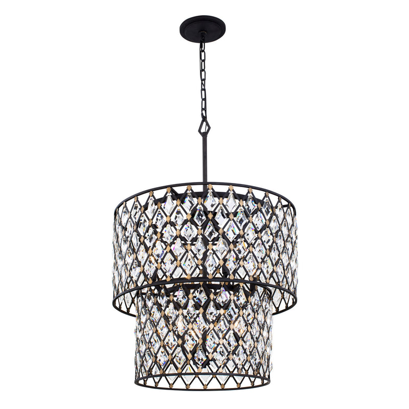 Seven Light Chandelier<br /><span style="color:#4AB0CE;">Entrega: 4-10 dias en USA</span><br /><span style="color:#4AB0CE;font-size:60%;">PREGUNTE POR ENTREGA EN PANAMA</span><br />Collection: Windsor<br />Finish: Carbon/Havana Gold