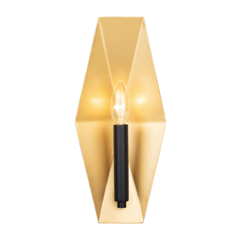 One Light Wall Sconce<br /><span style="color:#4AB0CE;">Entrega: 4-10 dias en USA</span><br /><span style="color:#4AB0CE;font-size:60%;">PREGUNTE POR ENTREGA EN PANAMA</span><br />Collection: Malone<br />Finish: Matte Black/French Gold