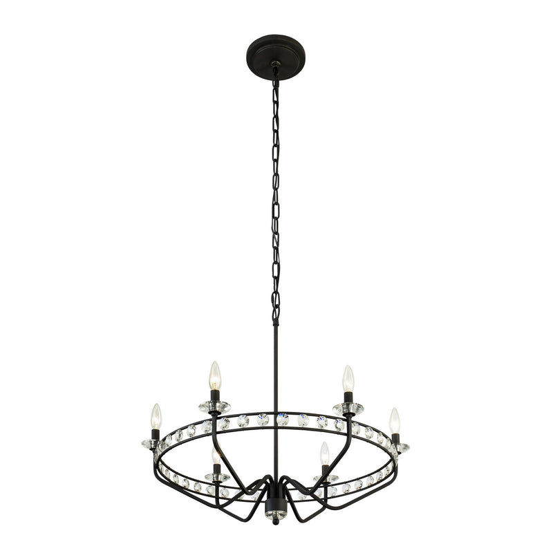 Six Light Chandelier<br /><span style="color:#4AB0CE;">Entrega: 4-10 dias en USA</span><br /><span style="color:#4AB0CE;font-size:60%;">PREGUNTE POR ENTREGA EN PANAMA</span><br />Collection: Monroe<br />Finish: Carbon