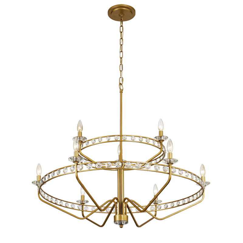 Nine Light Chandelier<br /><span style="color:#4AB0CE;">Entrega: 4-10 dias en USA</span><br /><span style="color:#4AB0CE;font-size:60%;">PREGUNTE POR ENTREGA EN PANAMA</span><br />Collection: Monroe<br />Finish: Antique Gold