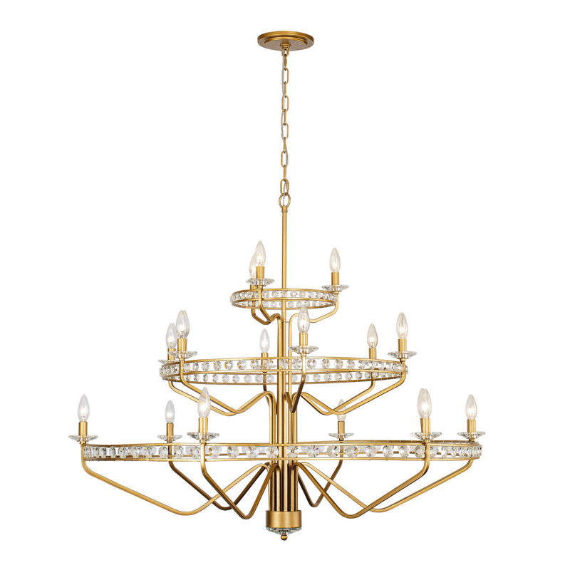 15 Light Chandelier<br /><span style="color:#4AB0CE;">Entrega: 4-10 dias en USA</span><br /><span style="color:#4AB0CE;font-size:60%;">PREGUNTE POR ENTREGA EN PANAMA</span><br />Collection: Monroe<br />Finish: Antique Gold