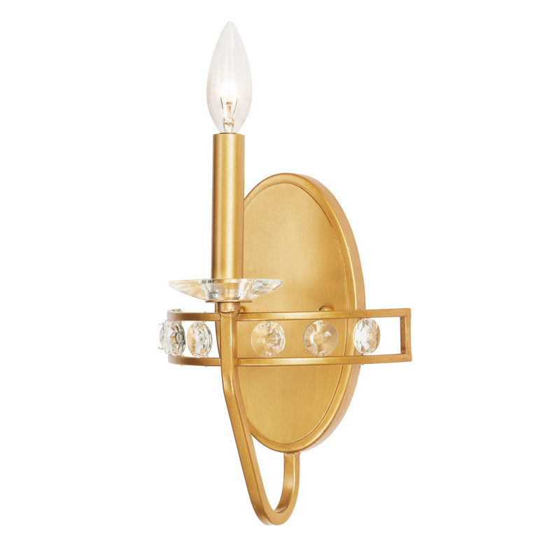 One Light Wall Sconce<br /><span style="color:#4AB0CE;">Entrega: 4-10 dias en USA</span><br /><span style="color:#4AB0CE;font-size:60%;">PREGUNTE POR ENTREGA EN PANAMA</span><br />Collection: Monroe<br />Finish: Antique Gold