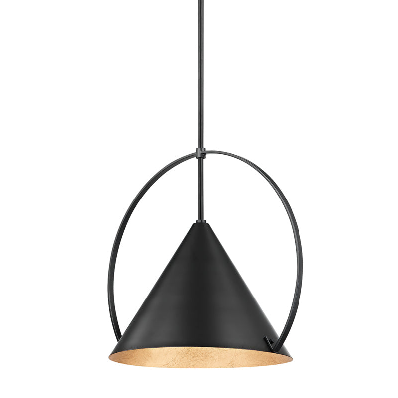 Troy Lighting - F1818-GL/SBK - One Light Pendant - Mari - Gold Leaf/Soft Black Combo