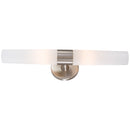 Two Light Bath<br /><span style="color:#4AB0CE;">Entrega: 4-10 dias en USA</span><br /><span style="color:#4AB0CE;font-size:60%;">PREGUNTE POR ENTREGA EN PANAMA</span><br />Collection: Saber<br />Finish: Brushed Nickel