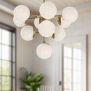 Alora - CH505335AGOP - Ten Light Chandelier - Nouveau - Aged Gold/Opal Matte Glass