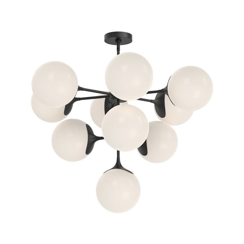 Ten Light Chandelier<br /><span style="color:#4AB0CE;">Entrega: 4-10 dias en USA</span><br /><span style="color:#4AB0CE;font-size:60%;">PREGUNTE POR ENTREGA EN PANAMA</span><br />Collection: Nouveau<br />Finish: Matte Black/Opal Matte Glass