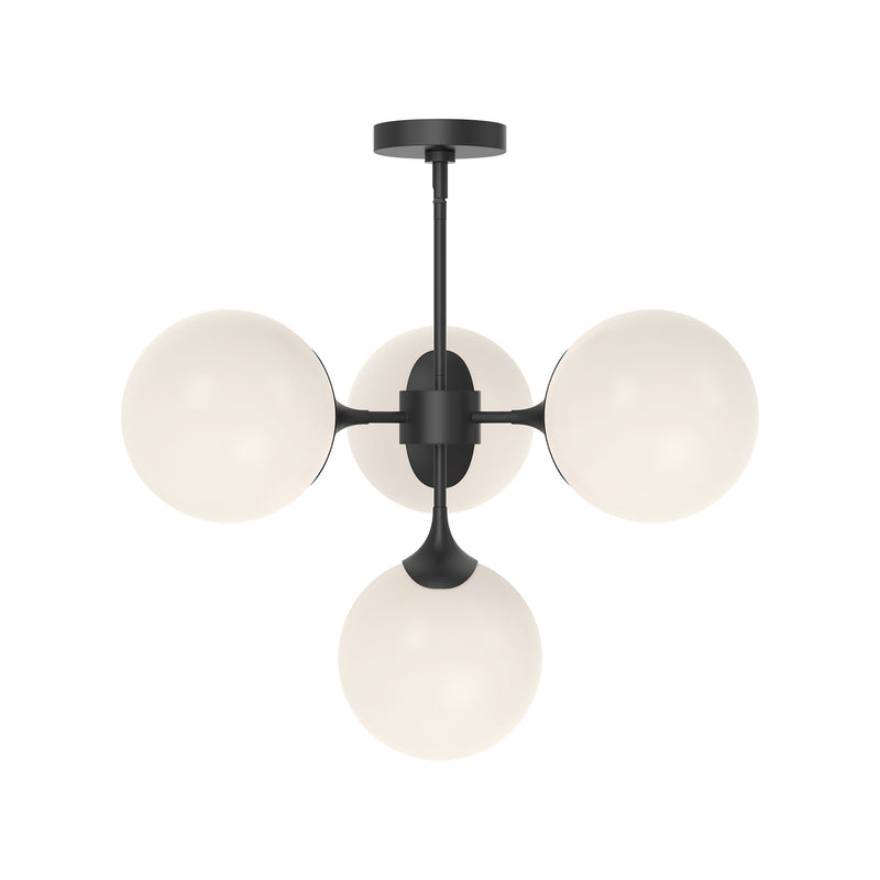 Four Light Chandelier<br /><span style="color:#4AB0CE;">Entrega: 4-10 dias en USA</span><br /><span style="color:#4AB0CE;font-size:60%;">PREGUNTE POR ENTREGA EN PANAMA</span><br />Collection: Nouveau<br />Finish: Matte Black/Opal Matte Glass