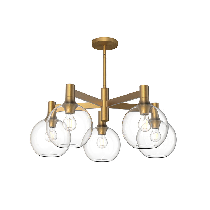 Five Light Chandelier<br /><span style="color:#4AB0CE;">Entrega: 4-10 dias en USA</span><br /><span style="color:#4AB0CE;font-size:60%;">PREGUNTE POR ENTREGA EN PANAMA</span><br />Collection: Castilla<br />Finish: Aged Gold/Clear Glass