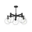Five Light Chandelier<br /><span style="color:#4AB0CE;">Entrega: 4-10 dias en USA</span><br /><span style="color:#4AB0CE;font-size:60%;">PREGUNTE POR ENTREGA EN PANAMA</span><br />Collection: Castilla<br />Finish: Clear Glass/Matte Black