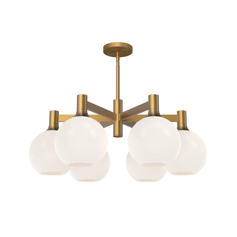 Six Light Chandelier<br /><span style="color:#4AB0CE;">Entrega: 4-10 dias en USA</span><br /><span style="color:#4AB0CE;font-size:60%;">PREGUNTE POR ENTREGA EN PANAMA</span><br />Collection: Castilla<br />Finish: Aged Gold/Opal Matte Glass
