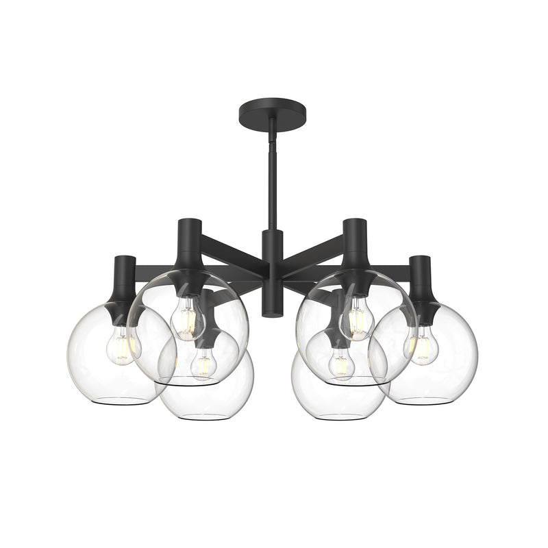 Six Light Chandelier<br /><span style="color:#4AB0CE;">Entrega: 4-10 dias en USA</span><br /><span style="color:#4AB0CE;font-size:60%;">PREGUNTE POR ENTREGA EN PANAMA</span><br />Collection: Castilla<br />Finish: Clear Glass/Matte Black