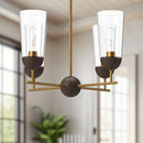 Alora - CH542324AGWT - Four Light Chandelier - Emil - Aged Gold/Walnut