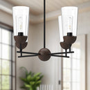 Alora - CH542324MBWT - Four Light Chandelier - Emil - Matte Black/Walnut