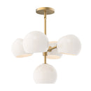 Five Light Chandelier<br /><span style="color:#4AB0CE;">Entrega: 4-10 dias en USA</span><br /><span style="color:#4AB0CE;font-size:60%;">PREGUNTE POR ENTREGA EN PANAMA</span><br />Collection: Willow<br />Finish: Brushed Gold/Opal Matte Glass