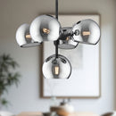 Alora - CH548518MBSM - Five Light Chandelier - Willow - Matte Black/Smoked Solid Glass