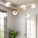 Six Light Chandelier<br /><span style="color:#4AB0CE;">Entrega: 4-10 dias en USA</span><br /><span style="color:#4AB0CE;font-size:60%;">PREGUNTE POR ENTREGA EN PANAMA</span><br />Collection: Willow<br />Finish: Brushed Gold/Clear Glass