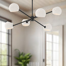 Six Light Chandelier<br /><span style="color:#4AB0CE;">Entrega: 4-10 dias en USA</span><br /><span style="color:#4AB0CE;font-size:60%;">PREGUNTE POR ENTREGA EN PANAMA</span><br />Collection: Willow<br />Finish: Matte Black/Opal Matte Glass