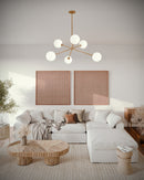 Six Light Chandelier<br /><span style="color:#4AB0CE;">Entrega: 4-10 dias en USA</span><br /><span style="color:#4AB0CE;font-size:60%;">PREGUNTE POR ENTREGA EN PANAMA</span><br />Collection: Cassia<br />Finish: Aged Gold/Opal Matte Glass
