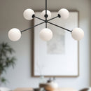 Six Light Chandelier<br /><span style="color:#4AB0CE;">Entrega: 4-10 dias en USA</span><br /><span style="color:#4AB0CE;font-size:60%;">PREGUNTE POR ENTREGA EN PANAMA</span><br />Collection: Cassia<br />Finish: Matte Black/Opal Matte Glass