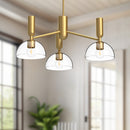 Three Light Chandelier<br /><span style="color:#4AB0CE;">Entrega: 4-10 dias en USA</span><br /><span style="color:#4AB0CE;font-size:60%;">PREGUNTE POR ENTREGA EN PANAMA</span><br />Collection: Jude<br />Finish: Brushed Gold/Clear Glass
