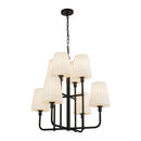 Eight Light Chandelier<br /><span style="color:#4AB0CE;">Entrega: 4-10 dias en USA</span><br /><span style="color:#4AB0CE;font-size:60%;">PREGUNTE POR ENTREGA EN PANAMA</span><br />Collection: Plisse<br />Finish: Matte Black/Opal Matte Glass
