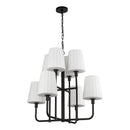 Eight Light Chandelier<br /><span style="color:#4AB0CE;">Entrega: 4-10 dias en USA</span><br /><span style="color:#4AB0CE;font-size:60%;">PREGUNTE POR ENTREGA EN PANAMA</span><br />Collection: Plisse<br />Finish: Matte Black/Opal Matte Glass