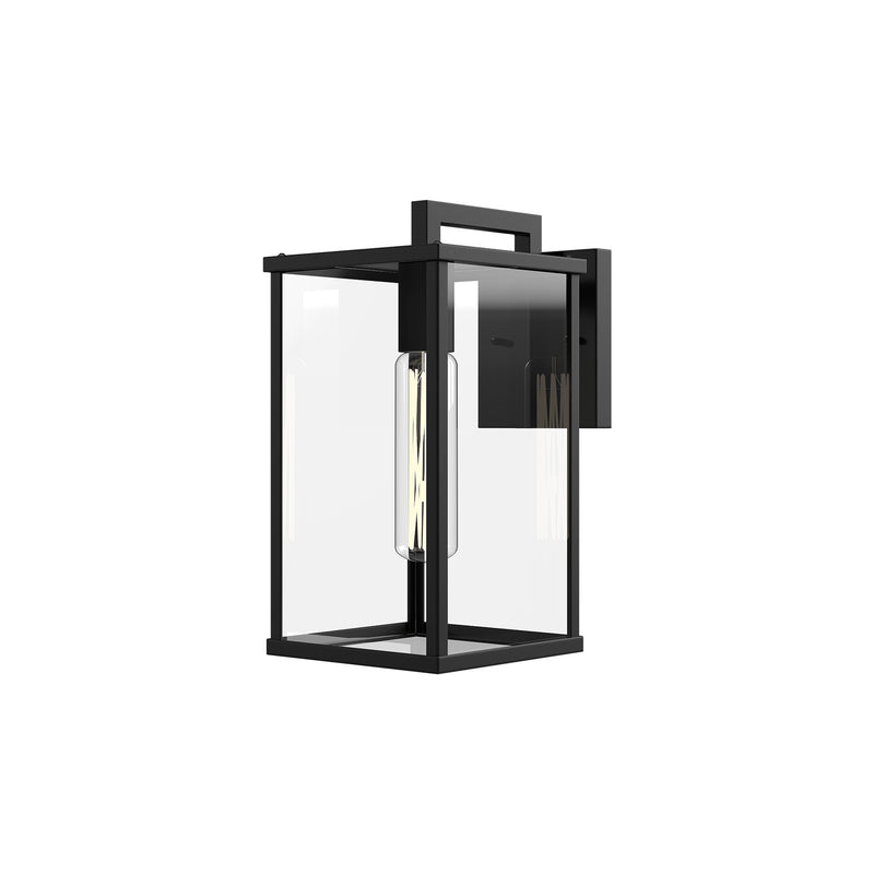 One Light Exterior Wall Mount<br /><span style="color:#4AB0CE;">Entrega: 1-2 semanas en USA</span><br /><span style="color:#4AB0CE;font-size:60%;">PREGUNTE POR ENTREGA EN PANAMA</span><br />Collection: Brentwood<br />Finish: Clear Glass/Textured Black