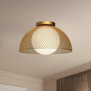 One Light Flush Mount<br /><span style="color:#4AB0CE;">Entrega: 4-10 dias en USA</span><br /><span style="color:#4AB0CE;font-size:60%;">PREGUNTE POR ENTREGA EN PANAMA</span><br />Collection: Haven<br />Finish: Gold/Opal Matte Glass