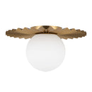 One Light Flush Mount<br /><span style="color:#4AB0CE;">Entrega: 4-10 dias en USA</span><br /><span style="color:#4AB0CE;font-size:60%;">PREGUNTE POR ENTREGA EN PANAMA</span><br />Collection: Plume<br />Finish: Brushed Gold/Opal Matte Glass