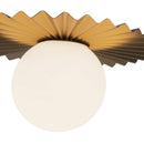 One Light Flush Mount<br /><span style="color:#4AB0CE;">Entrega: 4-10 dias en USA</span><br /><span style="color:#4AB0CE;font-size:60%;">PREGUNTE POR ENTREGA EN PANAMA</span><br />Collection: Plume<br />Finish: Brushed Gold/Opal Matte Glass